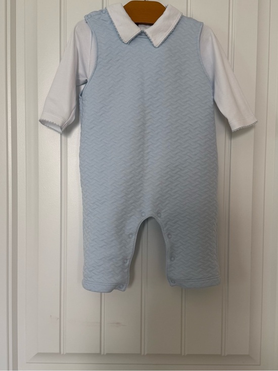 Kissy Kissy Other - Kissy Kissy Classic Jacquard Overall Set Baby Blue & White Size 9M